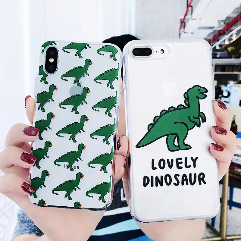 JeKacci Lovely Dinosaur Phone Case For iphone 6 6s 7 8