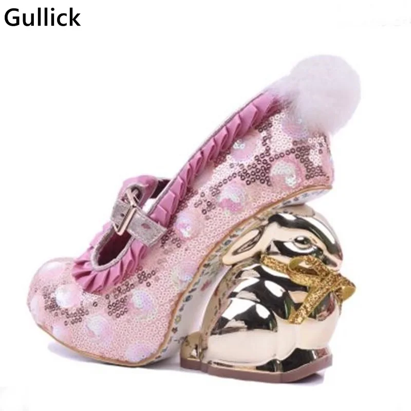 Женские блестящие туфли лодочки Gullick на высоком каблуке со шнуровкой разных