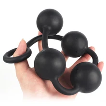 Anal Ball Expander Vibrant Anal Plug Vaginal Butt Plug Large Size Black Anal Beads Silicone Anal Sex Toys Male Prostate Massager