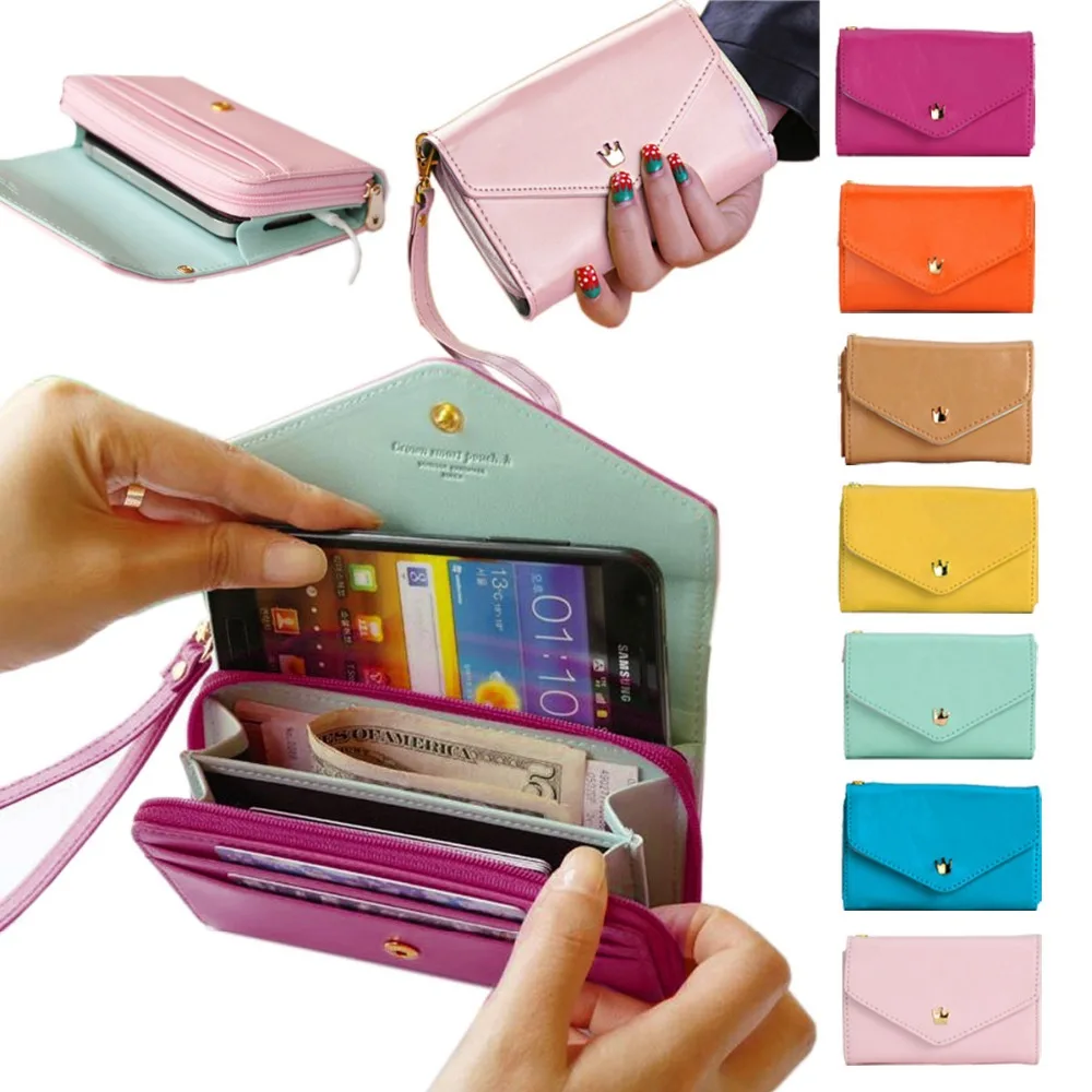  Wallet  Women's Fashion Lovely Crown Concise Wallet Purse Cluth cute Card Holders Mobile Phone Bags for iPhone 5 Samsung S3 B704 