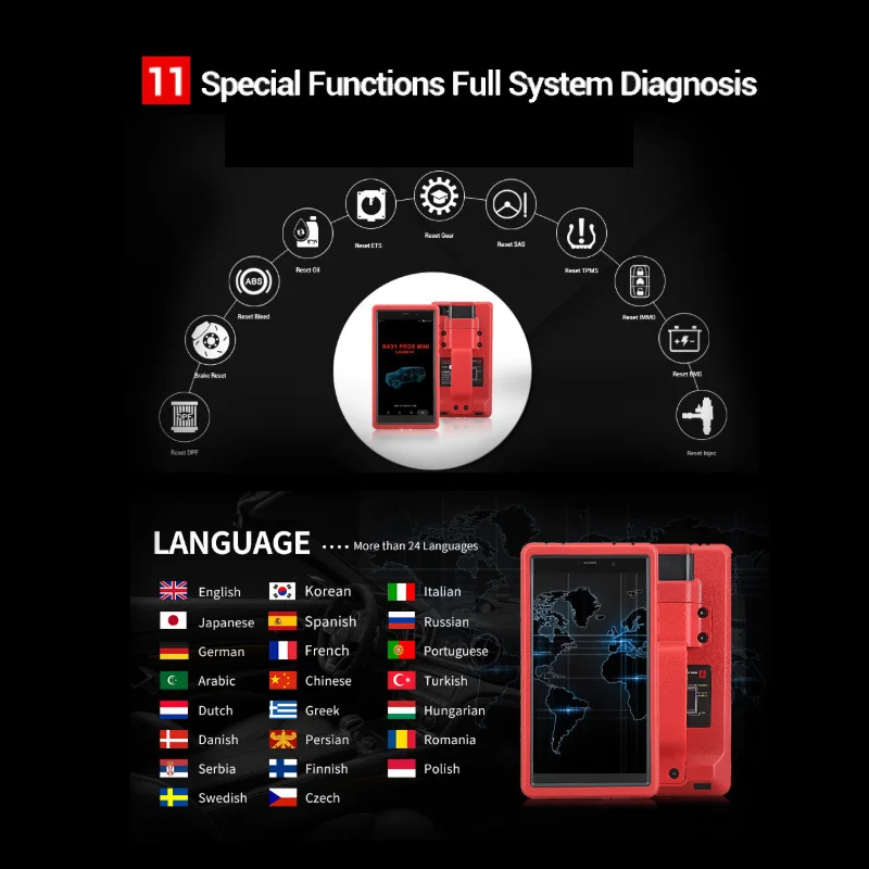 Launch X431 Pros mini Pro Mini  WiFi Bluetooth Connector Scanner Diagnostic Tool Full System 2 Years Free Update Tablet PC OBD2 