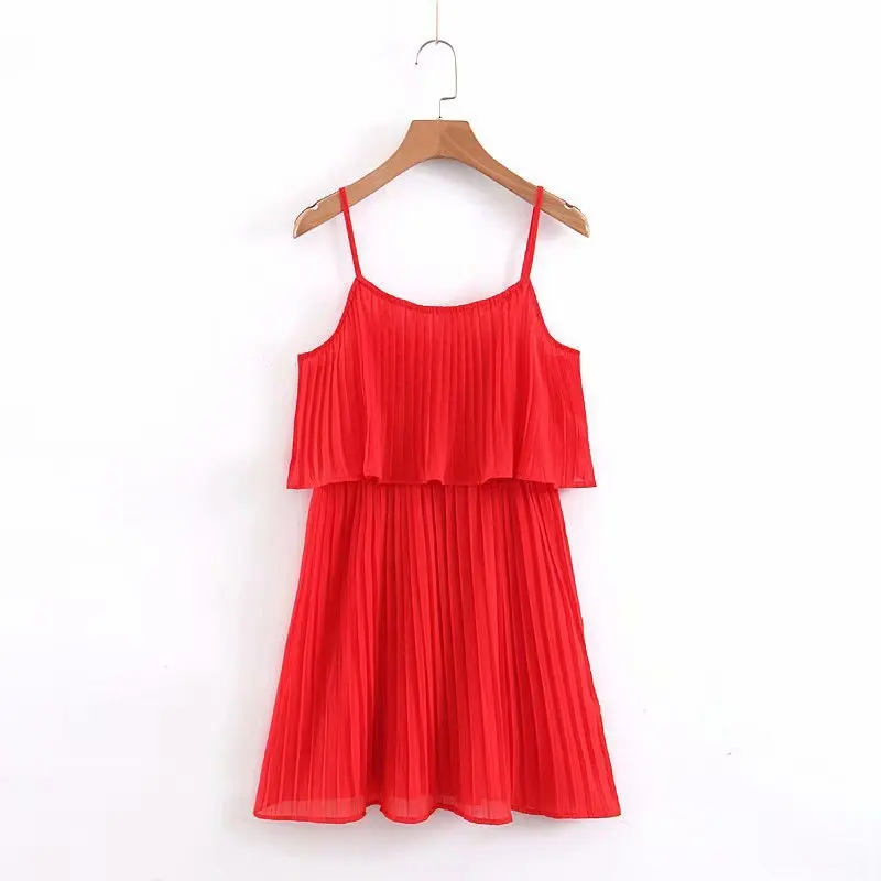 

European and American fashion fold strap dress XL45-2176