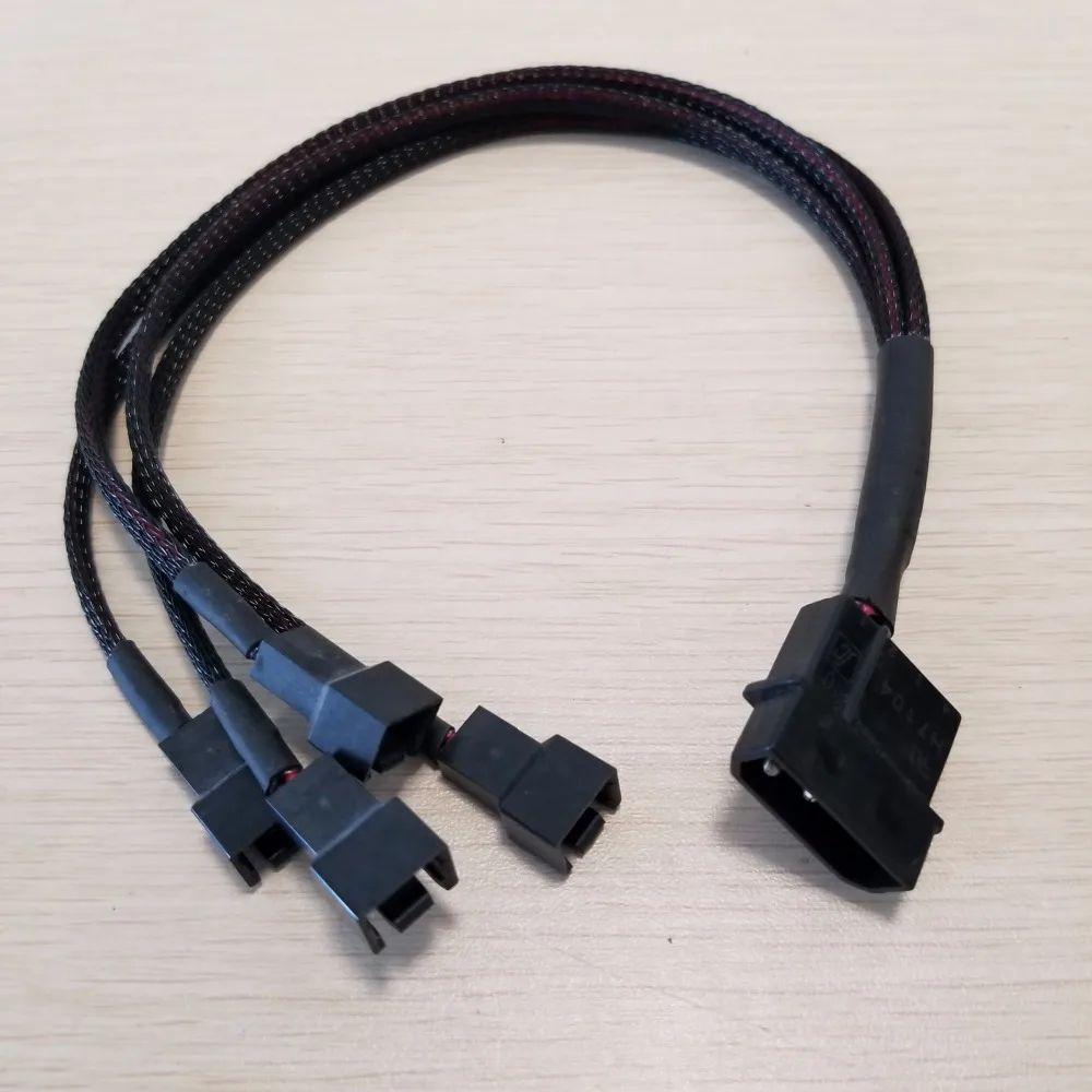 

IDE Molex to 4 Port 3Pin Socket ( 2pin wire ) 12V Fan Hub Splitter Power Cable Cord 22AWG Wire 30cm For PC DIY