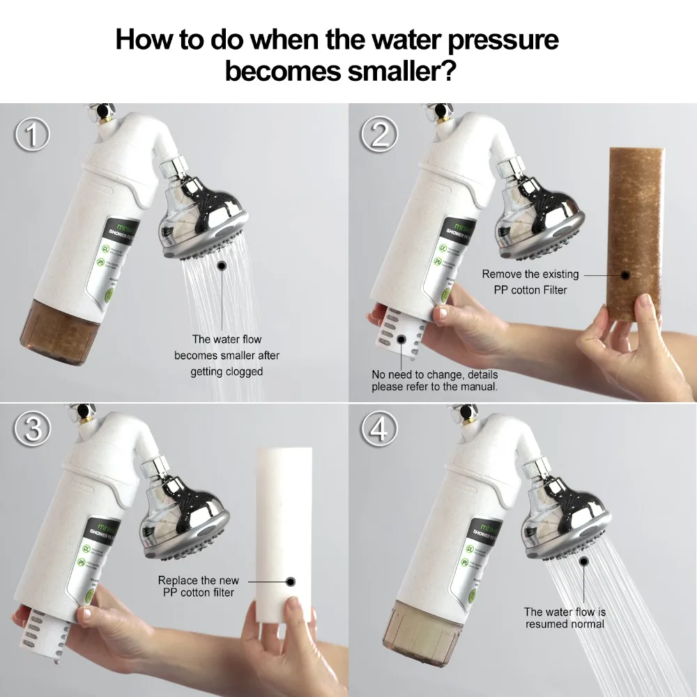 Filtre pour pommeau de douche, Cartouche adoucisseur d'eau dure, Éliminateur d'odeurs de chlore