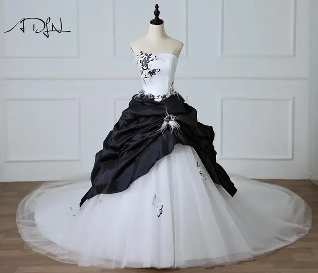 navy blue and white wedding dress