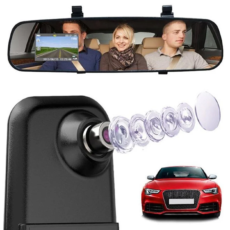 

2.4 Inch Vehicle Driving Video Recorder Dash Camera Car DVR Dual Len Rear View Mirror Auto Recorder Registrator In Car HD Dash