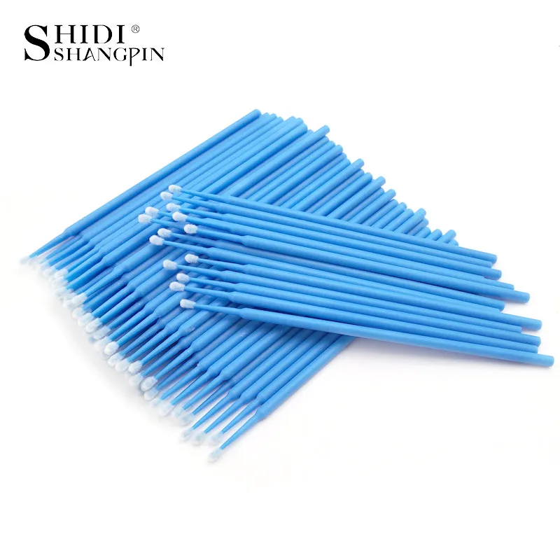 SHIDISHANGPIN 100 ПК Пакет Одноразовые Инструменты для наращивания ресниц индивидуальные Аппликаторы ресниц тушь кисти для макияжа ватные палочки - Handle Color: Blue
