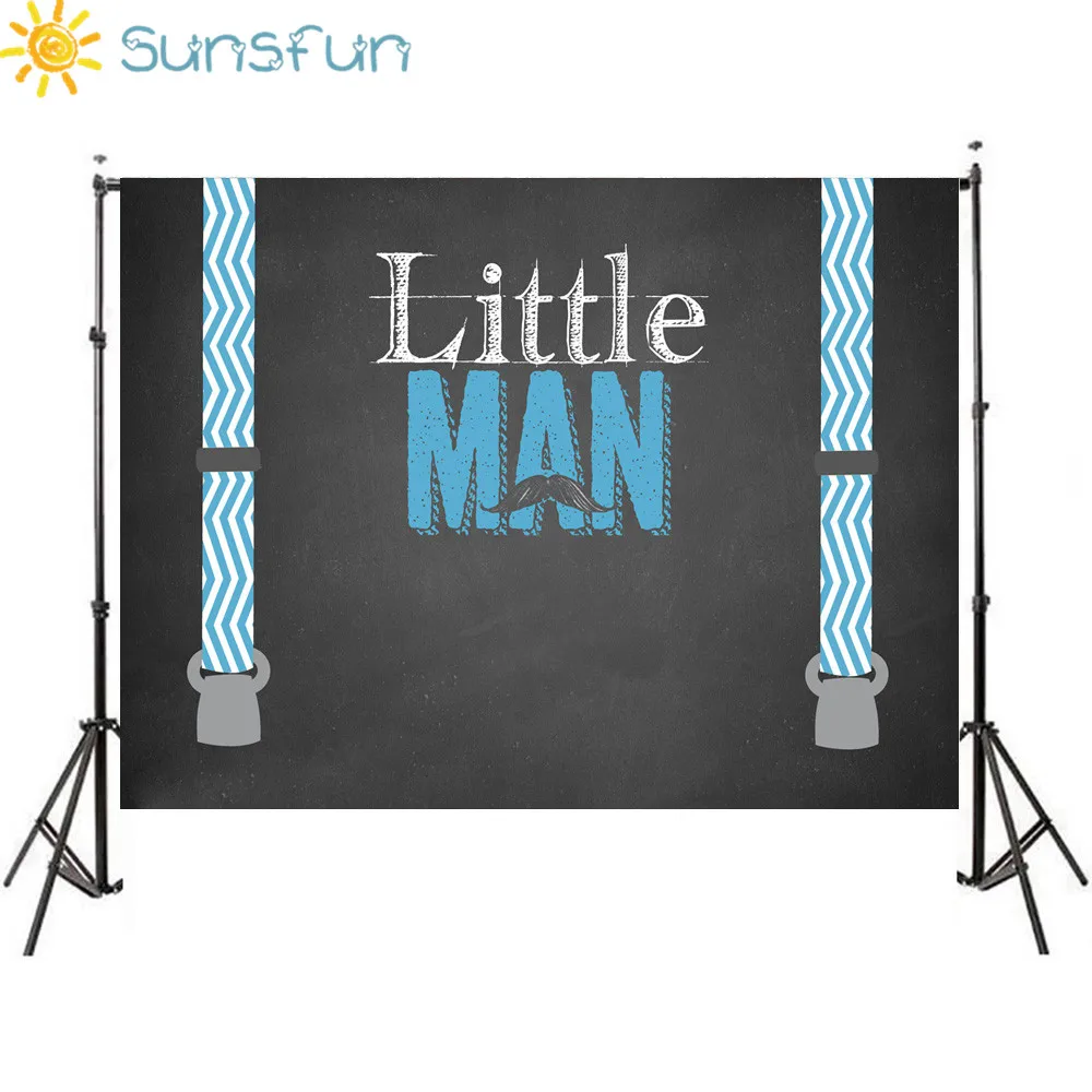

Sunsfun 7x5FT Baby Shower White Blue Stripes Twill Moustache Little Man Background Party Invitation Celebration 220x150cm