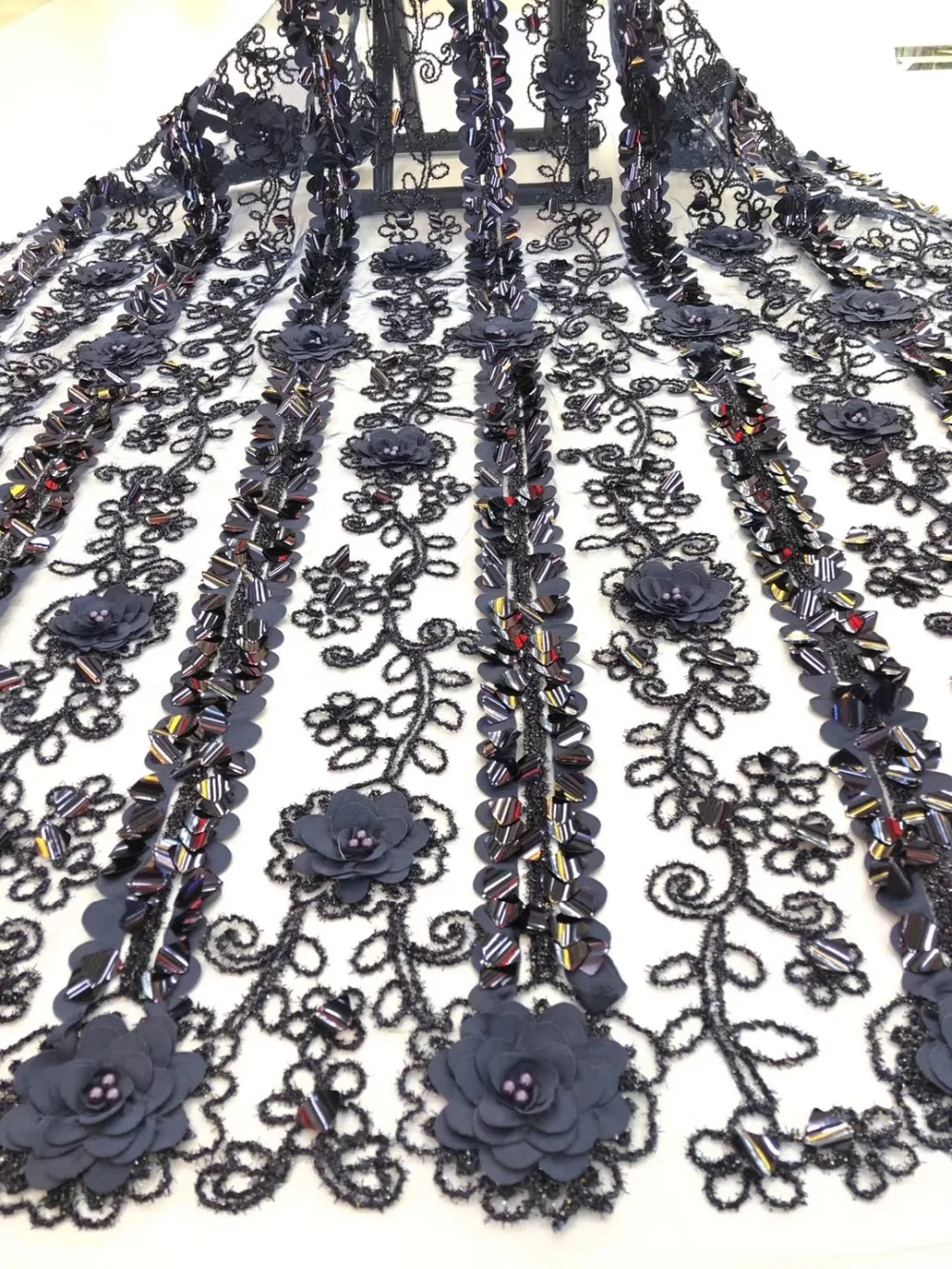 Модный дизайн аппликация высокого качества африканский тюль ткань Африканский 3D Французский кружевной ткани для свадьбы JIAFE222