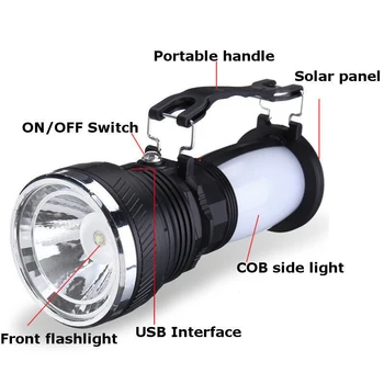 

Solar Power Rechargeable Battery Camping Tent Light Lantern LED Solar Flashlight Lamp Powered Portable Rechargeable Outdoor Lamp
