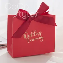 Cocostyles без рисунка, красивая красная сумочка с Золотая фольга логотип и лента для китайский свадебный подарок Подарочная коробка конфет