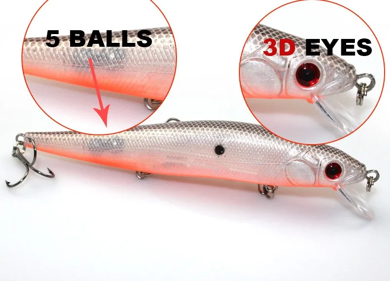 Году новые 14см 23г рыболовные приманки Гольян, жесткие приманки искусственные с 3 рыболовными крючками, рыболовные снасти, приманки 3D
