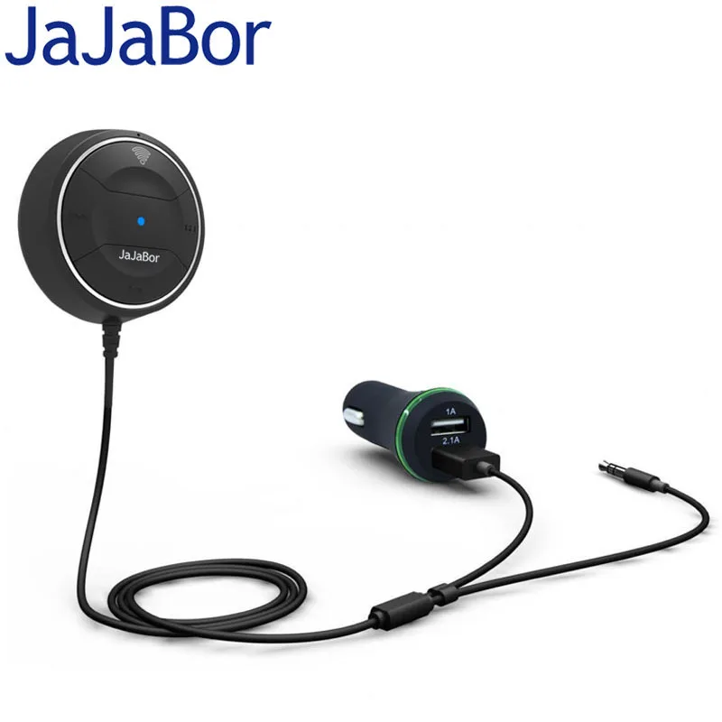 Jajabor Bluetooth 4.0 Hands Free Car Kit с NFC Функция + 3.5 мм Aux приемника Музыка AUX громкой связи 2.1A USB автомобиль Зарядное устройство - изображение