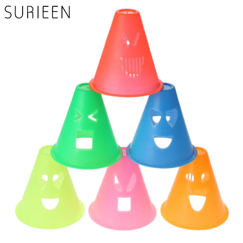 

SURIEEN 20PCS Human Emotion Express Windproof Skating Cones Inline Skate Slalom Cones Training Traffic Markers Skate Accessories