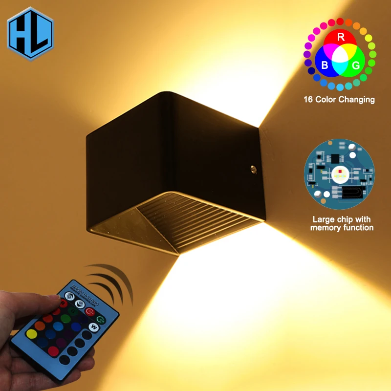 Минималистичное светодиодное квадратное настенное бра 3 Вт RGB искусство фотообои