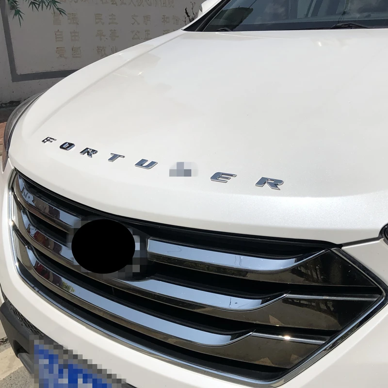 Для Toyota Fortuner автомобильные аксессуары буквы капот эмблема серебряное хромирование логотип 3D наклейка из нержавеющей стали тонкий VIP