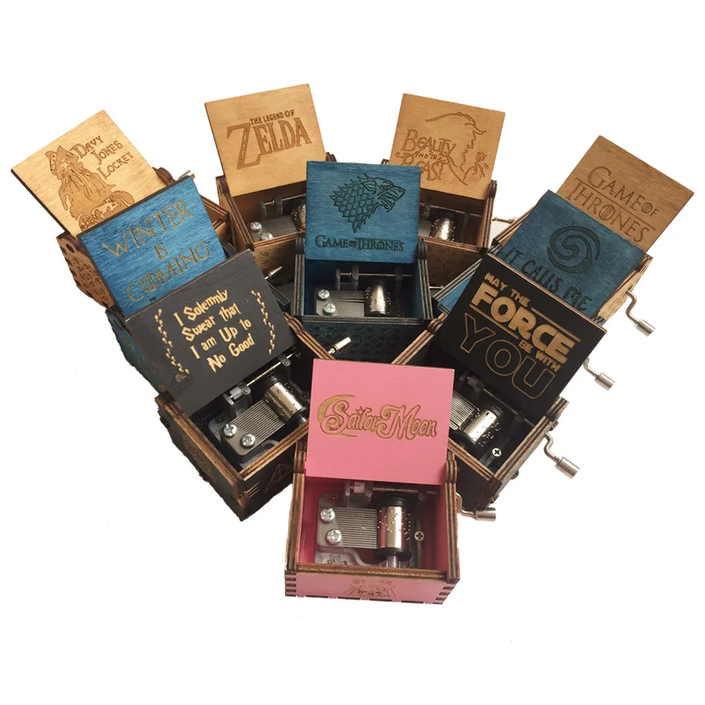 Antique Wooden Music Box Star War Gift for Christmas Happy Birthday Game of Thrones Kids New Year Gifts Drop Shipping Wholesale Antique Wooden Music Box Star War Gift for Christmas Happy Birthday Game of Thrones Kids New Year Gifts Drop Shipping Wholesale