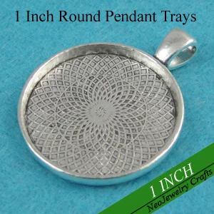 

1 inch Antique Silver Round Pendant Tray, 25mm Cameo Setting, Round Cabochon Tray Blank, Antique Silver Cameo Settings