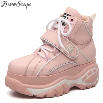 

BuonoScarpe Platform Thick Sole Women Sneakers Explosion Models Lady Casual High Shoes Lace Up High Top Shoes Brand Design Hot