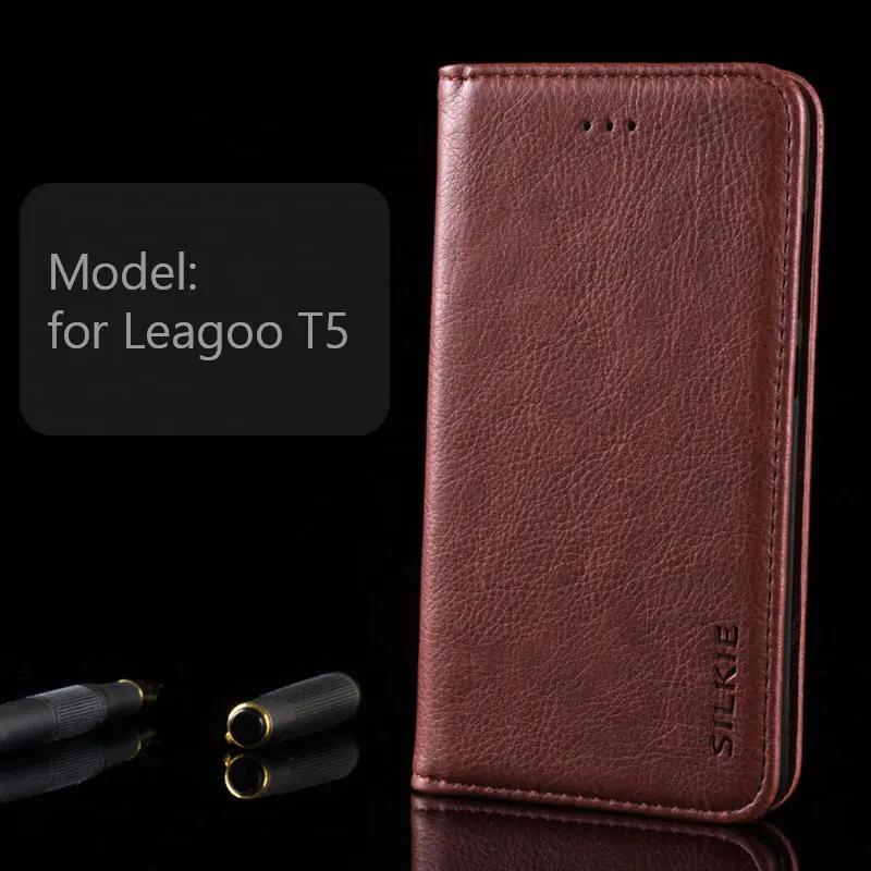 

Retro Lichee PU Leather case for Leagoo T5 wallet deisgn coque fundas for Leagoo T5 No Magnet