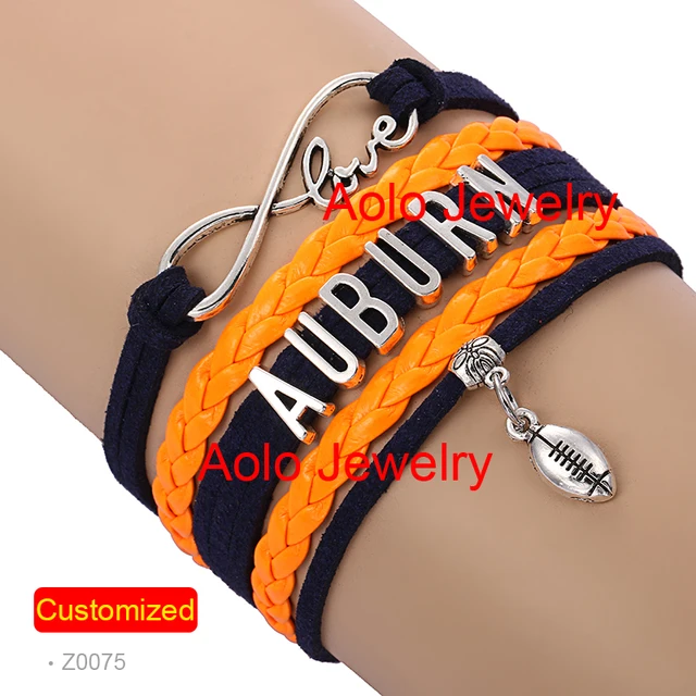 6pcs Lot Auburn Football Infinity Bracelet Navy Orange Make Your Own 6pcs Lot Auburn Football Infinity Bracelet Navy Orange Make Your Own Design Free Shipping