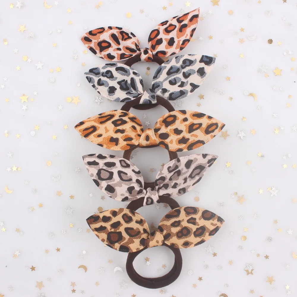 

2019 NEW Fashion Leopard pattern Rabbit ears girls Head rope coffee Elastic Hair Bands hair accessories for women Hair ring 1pcs