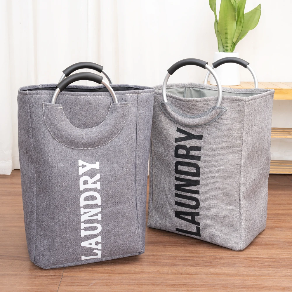 Billig SHUSHI Faltbare leinen wäschekorb auf aluminium hause griff große spielzeug kleinigkeiten Lagerung korb hotsell Klapp wäsche handtasche