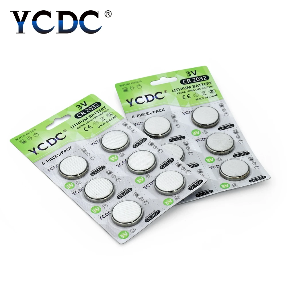 YCDC 12 шт./2 карты CR2032 DL2032 CR 2032 KCR2032 5004LC ECR2032 кнопочная монета 3 В литиевая батарея для часов шагомер светодиодный светильник