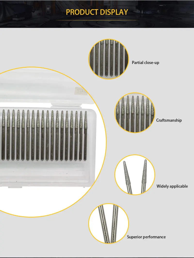Высококачественная 30 шт./компл. алмазная шлифовальная насадка 120 # Размер 3x3 мм круглый конус камень пилинг полировка жадеита шлифовальные