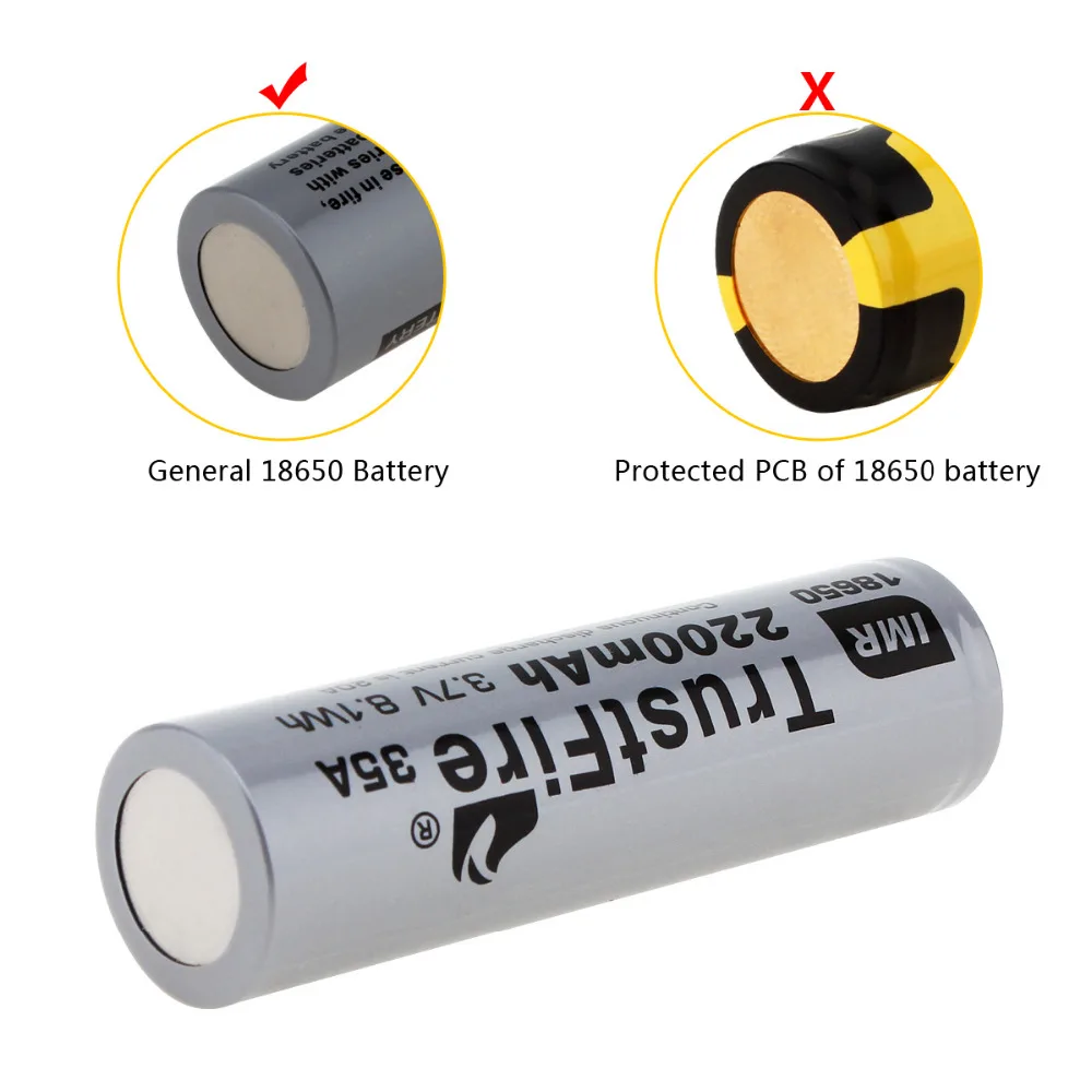 8pcs/lot TrustFire IMR 18650 2200mah 35A 3.7V Rechargeable Battery Lithium Batteries with Protected Driver Board For Flashlight