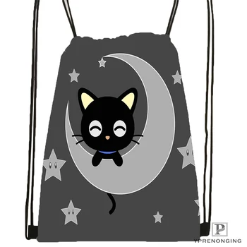 

Custom Kawaii Black Cat Drawstring Backpack Bag Cute Daypack Kids Satchel (Black Back) 31x40cm#180531-02-45