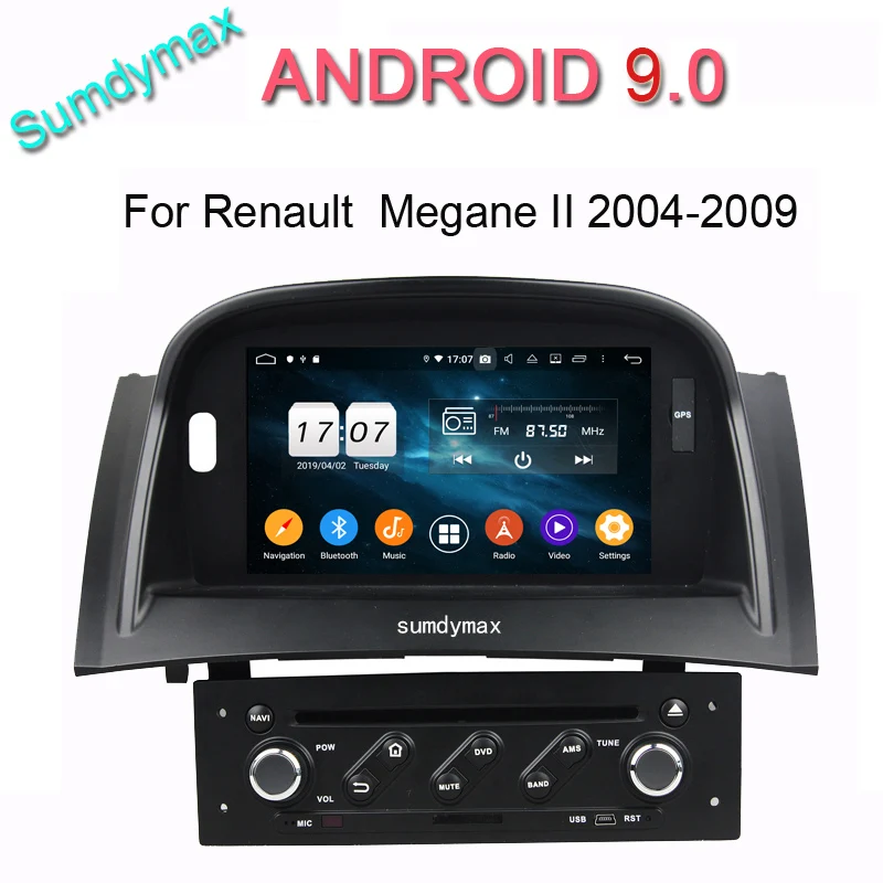 

Android 9.0 car dvd gps navigation multimedia player for Renault Megane II radio headunit built in wifi Octa core 4G ram