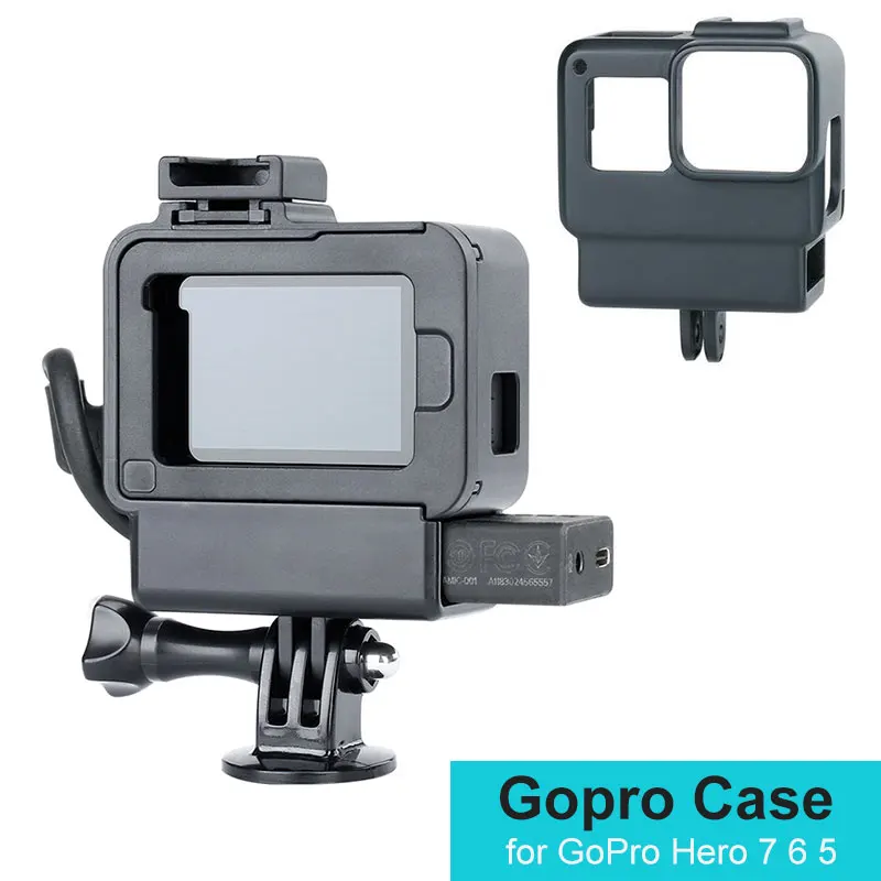 

ULANZI V2 Vlog Gopro Case Accessories for GoPro Hero 7 6 5 Plastic Housing with Extend Microphone Port Cold Shoe Mount Vlogging