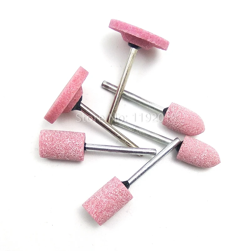 Pink Abrasive Mounted Stone Dremel Rotary Tool Column Bullet TShape Grinding Stone Shape Wheel