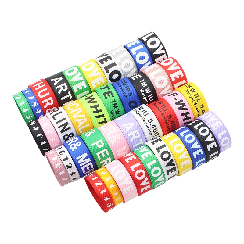 

8y Multi options Letters/Numbers Printed Grosgrain Ribbons Handcraft Wrapping Sewing Ribbon DIY Accessories Materials YT0203