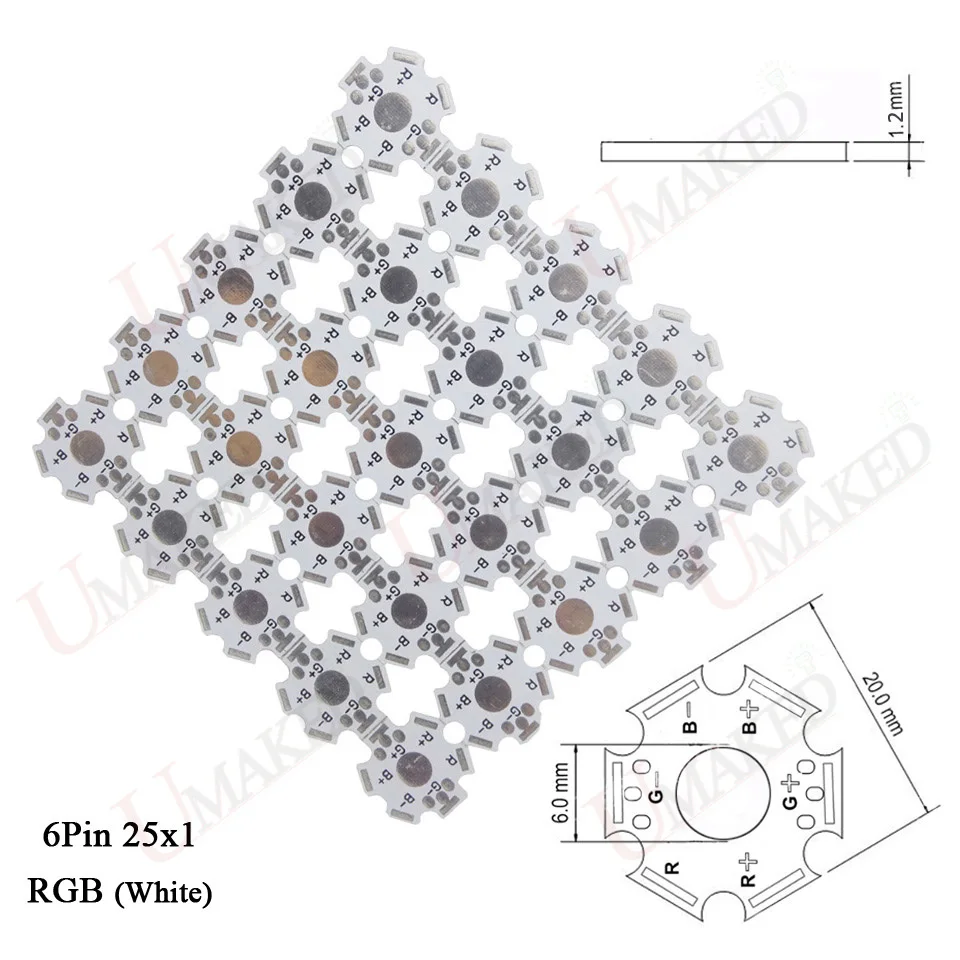 Светодиодный PCB плата радиатора алюминиевая Базовая плита подложка 20 мм Звезда RGB RGBW DIY охлаждение для 1 3 5 Вт Мощный светодиодный s