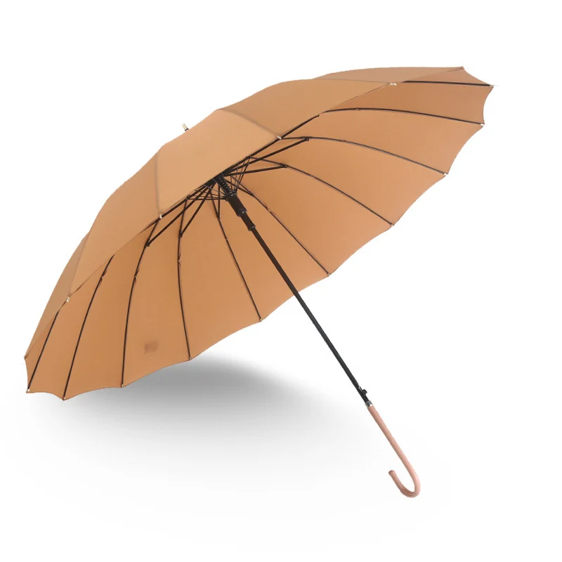 Только Jime простой 16 к прямой зонтик длинная ручка сплошной цвет креативный кожаный Зонт Ретро мужской и женский зонт - Цвет: Coffee