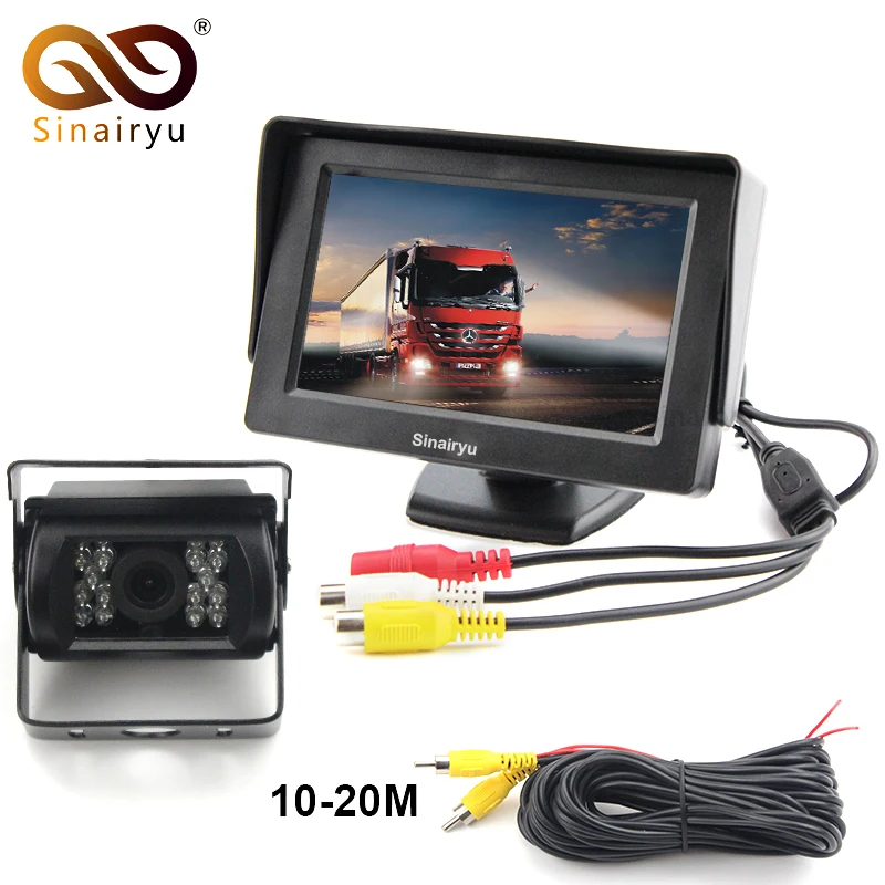 

DC 12~24V Truck Bus Parking Camera Monitor System, 4.3" Car Monitor With Rear View Camera 10M 15M 20M RCA Video Cable Optional