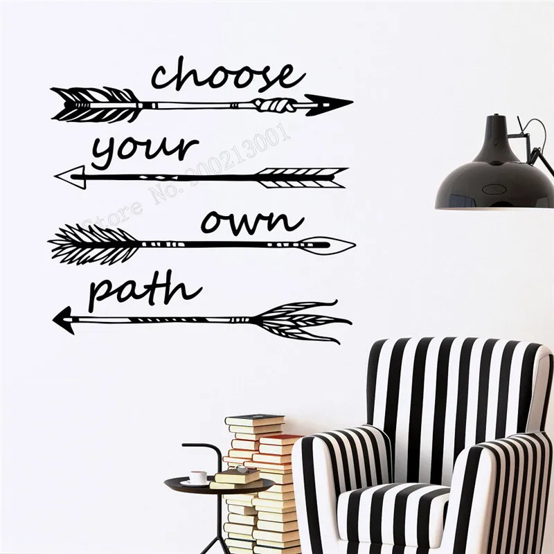 

Wall Art Sticker Bohemian Boho Room Decoration Vinyl Removeable Poster Choose Your Own Path Decal Arrow Mural LY488