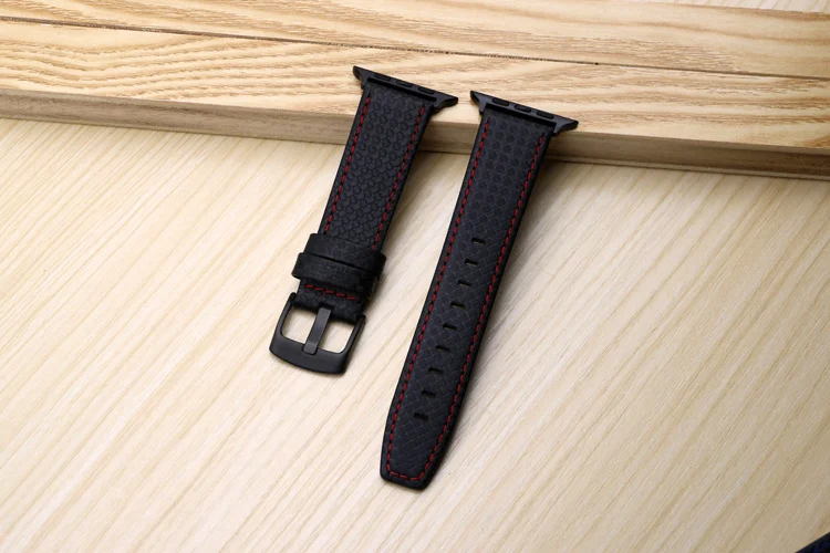 Luxury Strap for Apple watch band 42 mm 38mm Apple watch 4 3 2 1 iWatch band 44mm 40mm Carbon fiber+Leather watchband bracelet