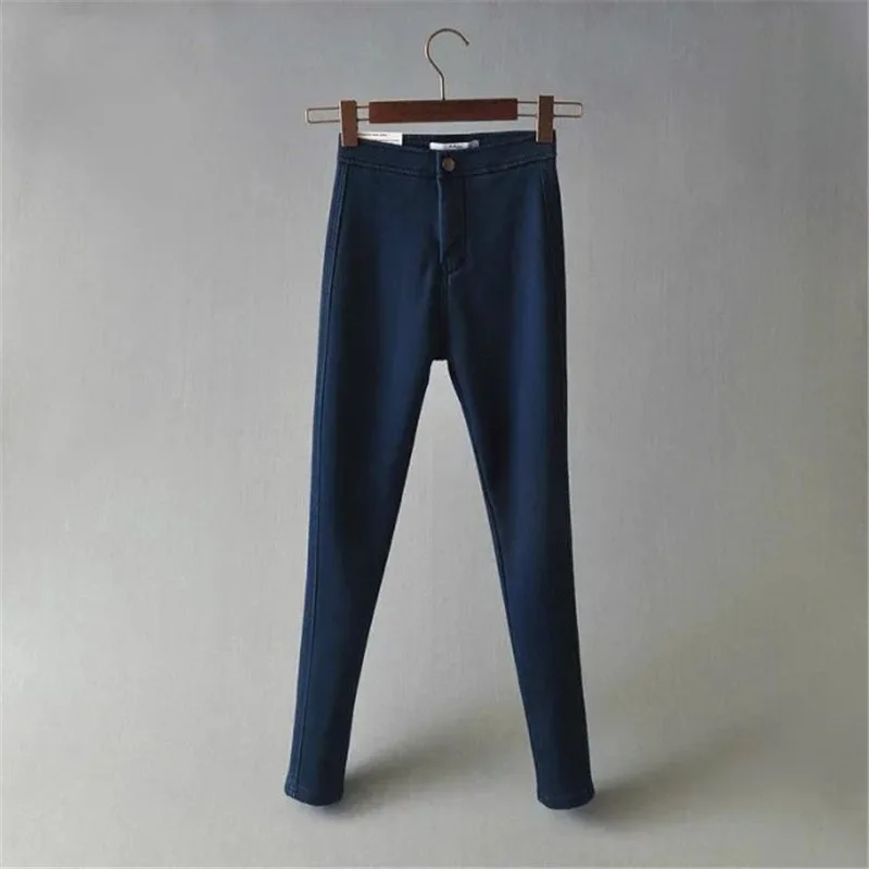 Зимние обтягивающие джинсы для женщин; теплые плотные флисовые джинсы с высокой талией; узкие брюки; Femme; повседневные узкие эластичные джинсовые брюки; брюки