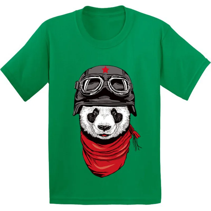 Хлопок детская футболка с рисунком «Счастливый авантюрист панда» Повседневная забавная одежда для малышей футболка с короткими рукавами для мальчиков и девочек GKT226 - Цвет: Green A