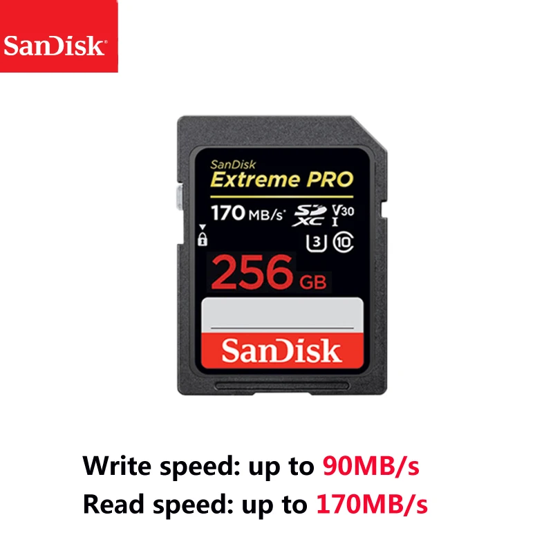 sandisk Extreme Pro SD карта 32 GB 64 GB узнать Скорость до 170 МБ/с. SD Card Class 10 U3 128 GB 256 GB карта памяти для Камера - Емкость: 256GB