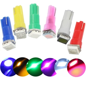 

100PCS T5 27 74 206 407 2721 5050 1 SMD 1 LED Bulbs with Car Auto Light Source Instrument Wedge Base for Dashboards Gauge bulbs