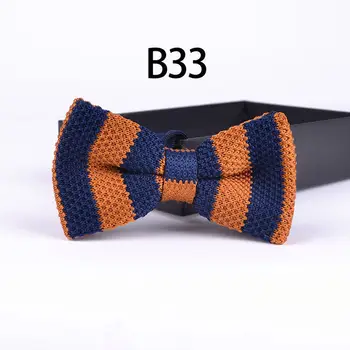 

NEW fashion Knitted bowtie party wedding Knitting bow ties organge with blue stripes