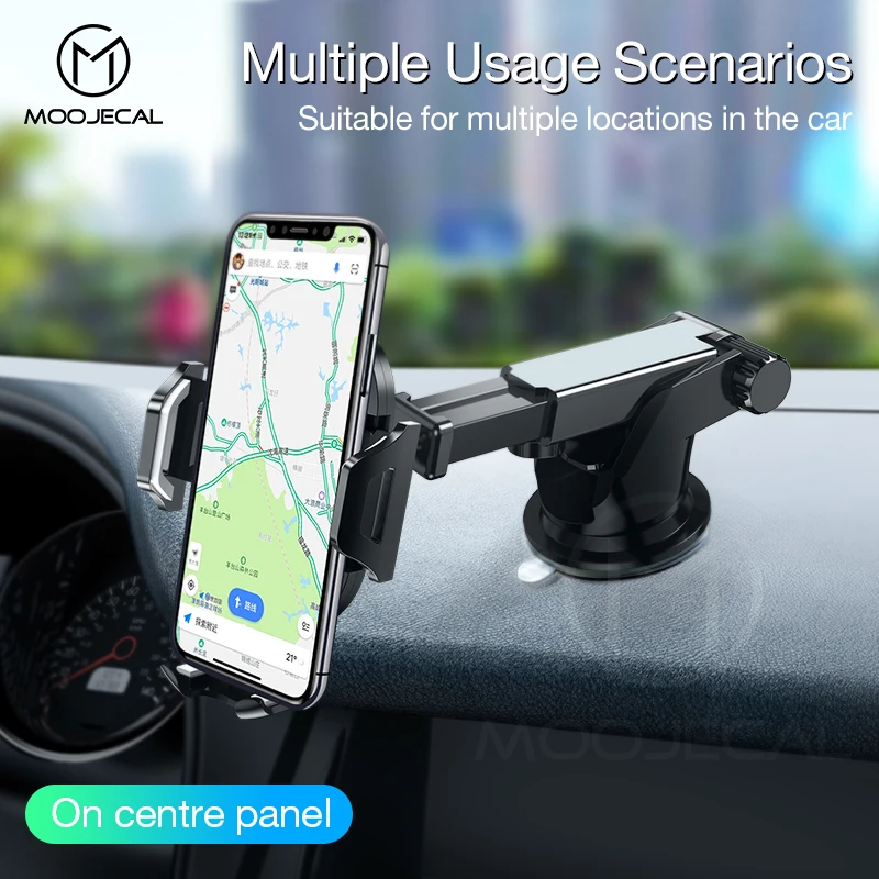 

MOOJECAL Universal Car Phone Holder Adjustable Mobile Phone Dashboard Holder For iPhone X XS Max XR 7 8 GPS Windshield Stand