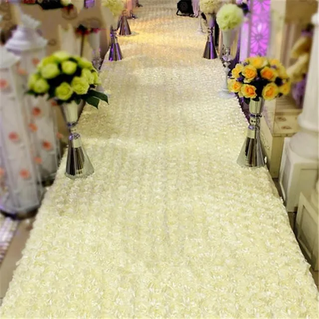 33 Feet Long 55 Inch Wide Milk White 3D Rose Petal Aisle
