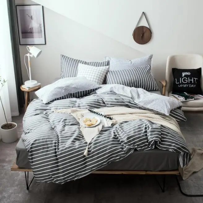 

Ms.O Home Textile Plaid Duvet Cover Cotton Stripe Triangle Geometric Printed Designer Bedding Set Handmade Bedroom Bed Linen