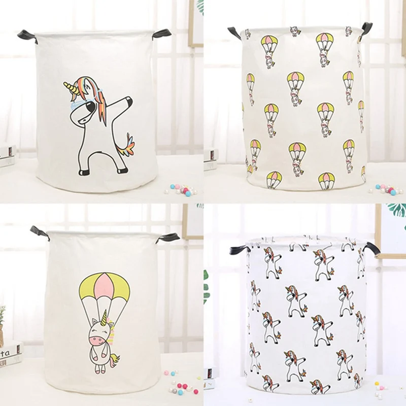 يونيكورن سلة الغسيل القابلة للطي قماش الاطفال اللعب المنظم برميل لطي غسل الملابس القذرة أشتات صندوق تخزين