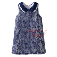 2016 Retail Design Pettigirl Blue Kids Girls Summer Lace Flower Casual Dress For Cheap 3-8Y Children Girl Clothing